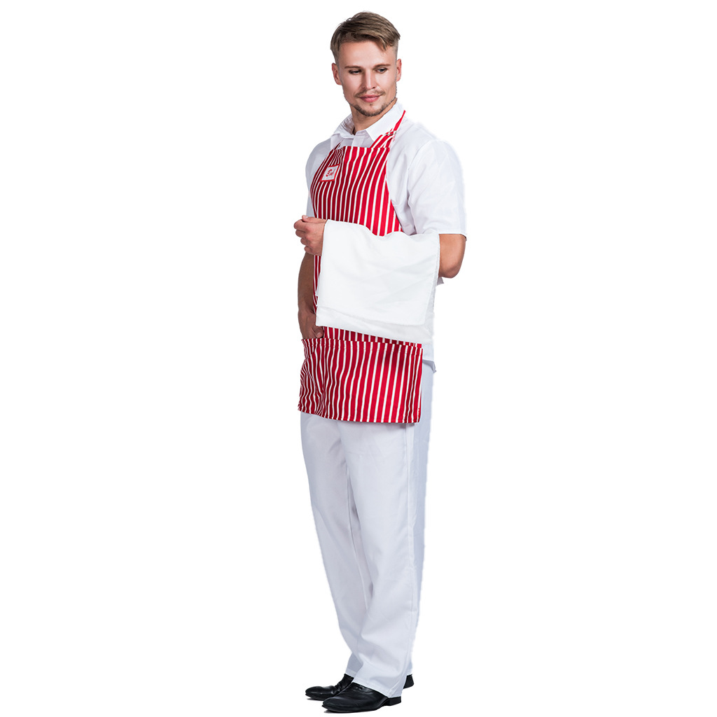 F99025 Men red stripe apron Retro Diner Dude Costume